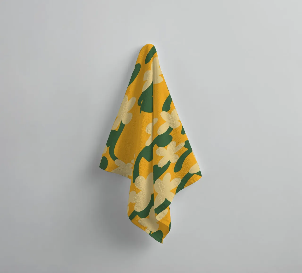 Yellow flower repeat pattern towel by Little Dean