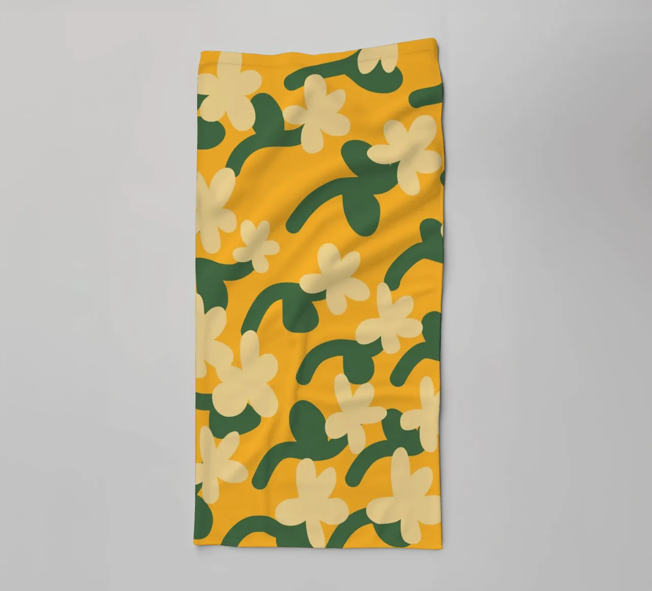 Yellow flower repeat pattern towel by Little Dean