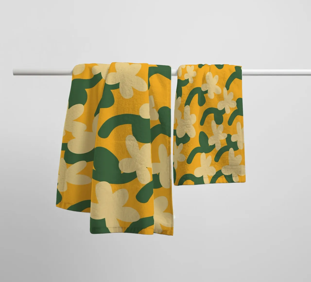 Yellow flower repeat pattern towel by Little Dean