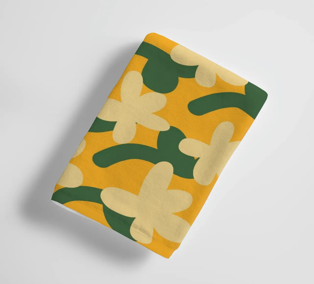 Yellow flower repeat pattern towel by Little Dean