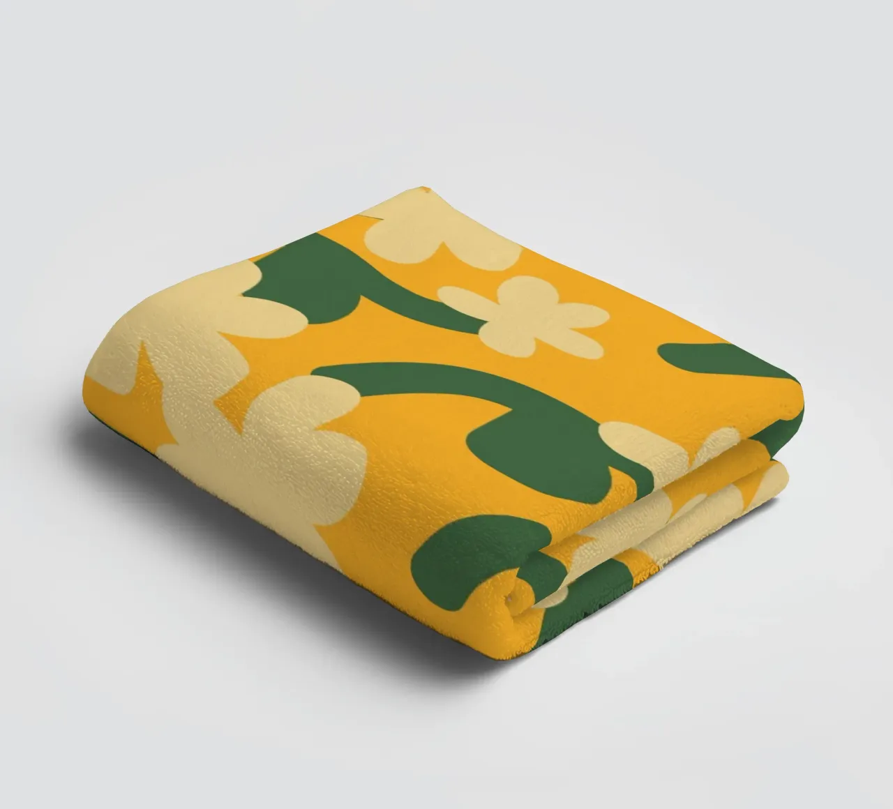 Yellow flower repeat pattern towel by Little Dean