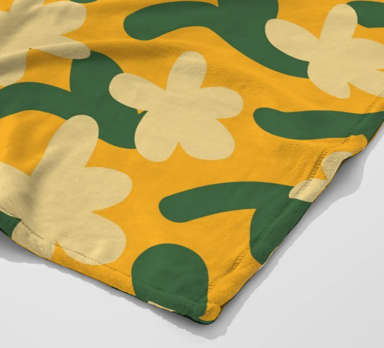 Yellow flower repeat pattern fleece blanket by Little Dean
