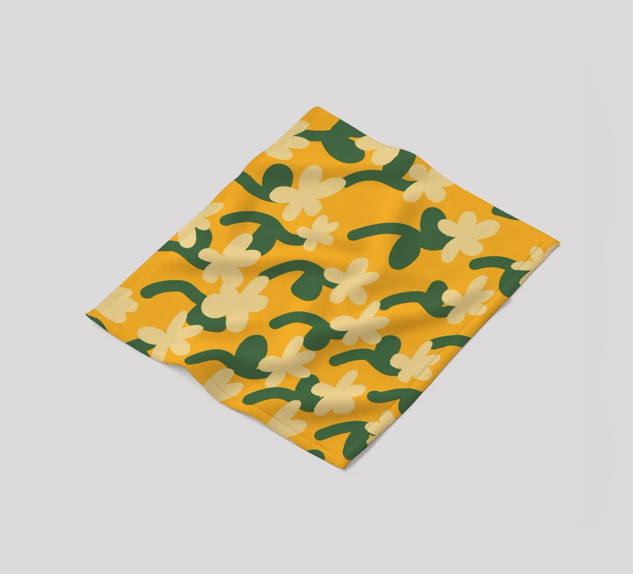 Yellow flower repeat pattern fleece blanket by Little Dean