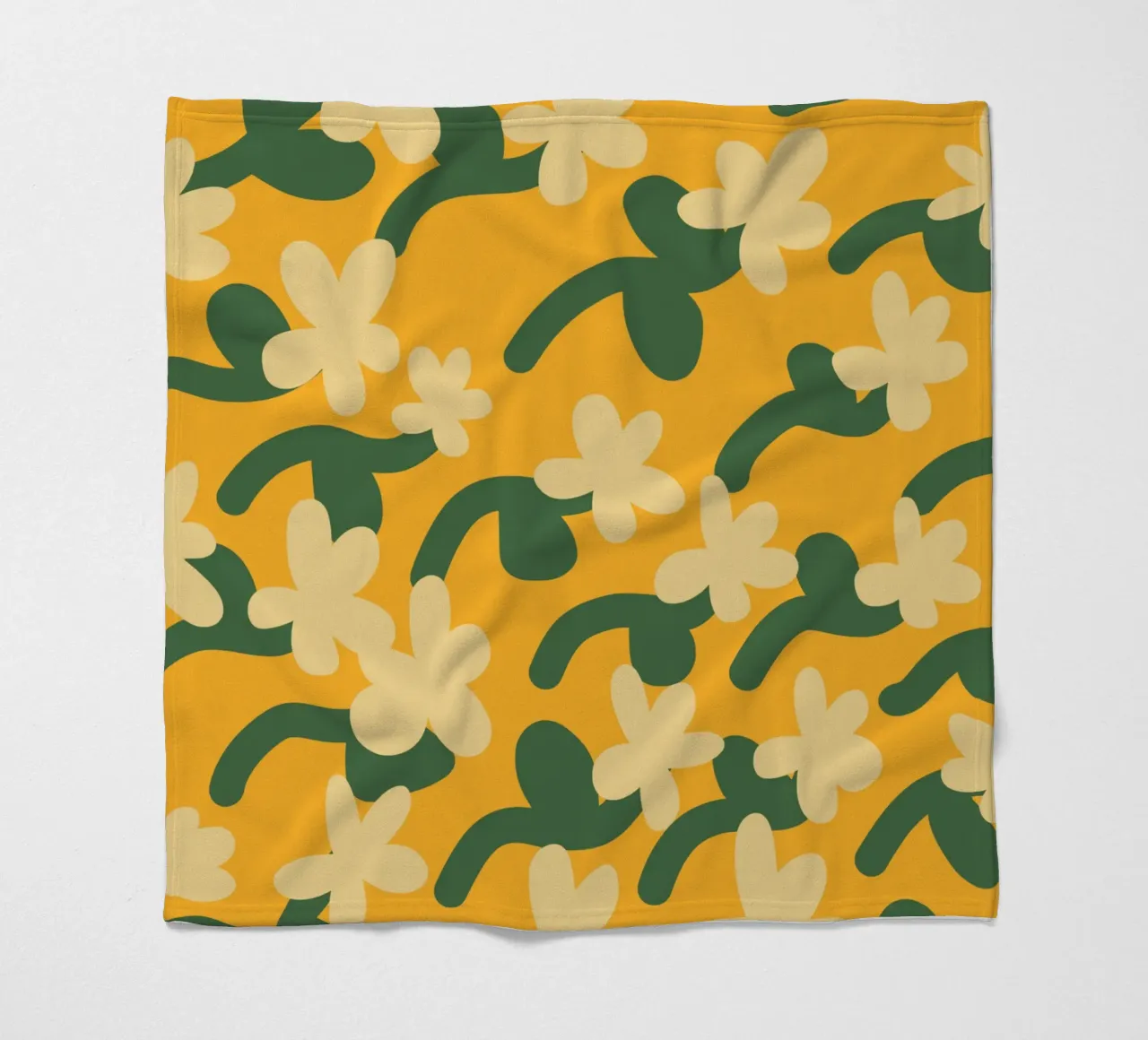 Yellow flower repeat pattern fleece blanket by Little Dean