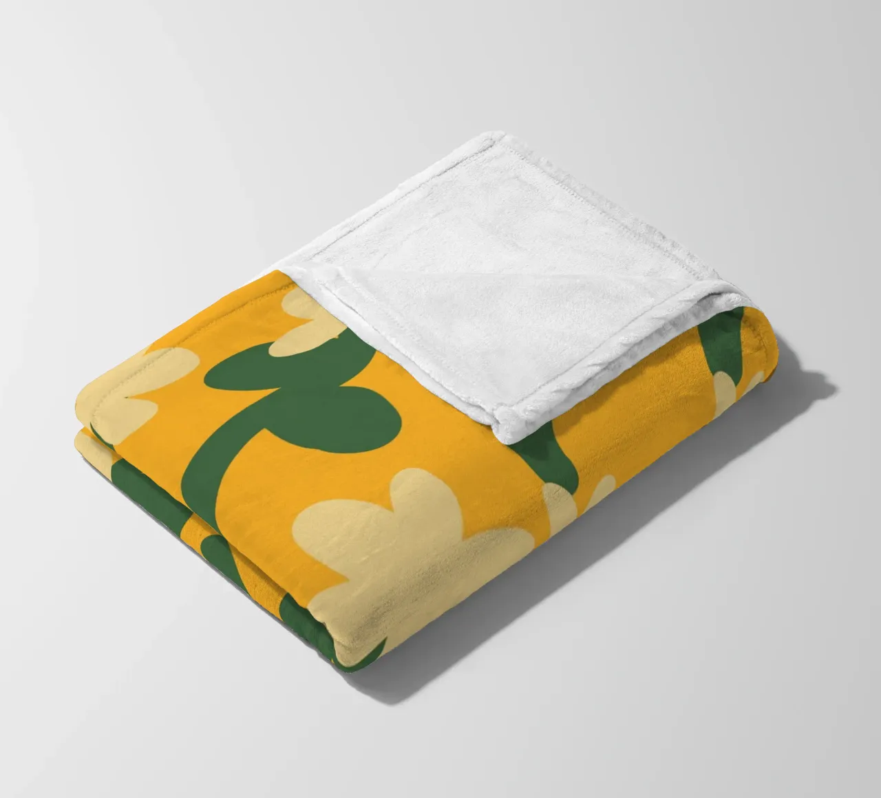 Yellow flower repeat pattern fleece blanket by Little Dean