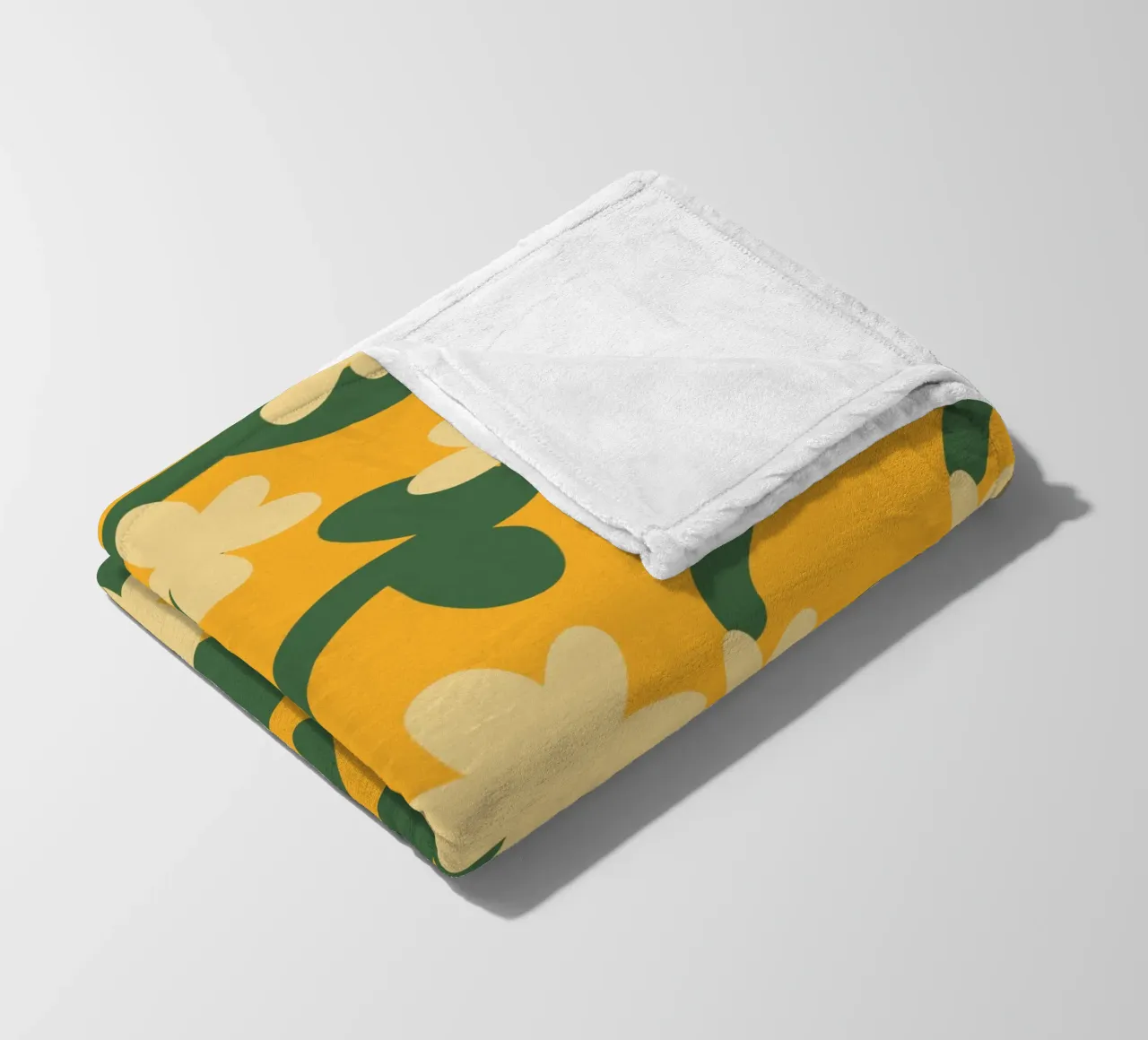 Yellow flower repeat pattern fleece blanket by Little Dean