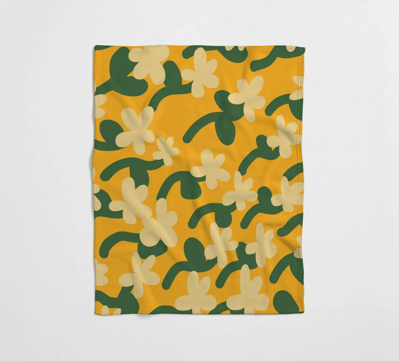 Yellow flower repeat pattern fleece blanket by Little Dean