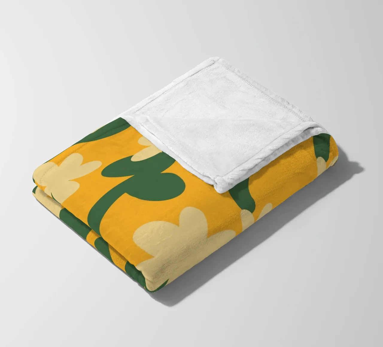 Yellow flower repeat pattern fleece blanket by Little Dean