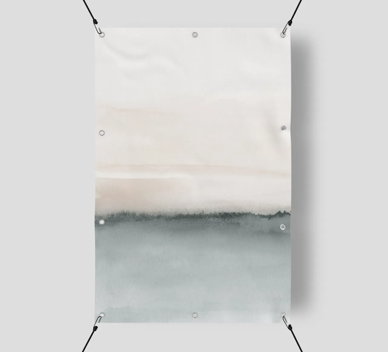 Paesaggio acquerellato in corallo tenue e grigio bluastro 1/2 telo in pvc da NouveauPrints
