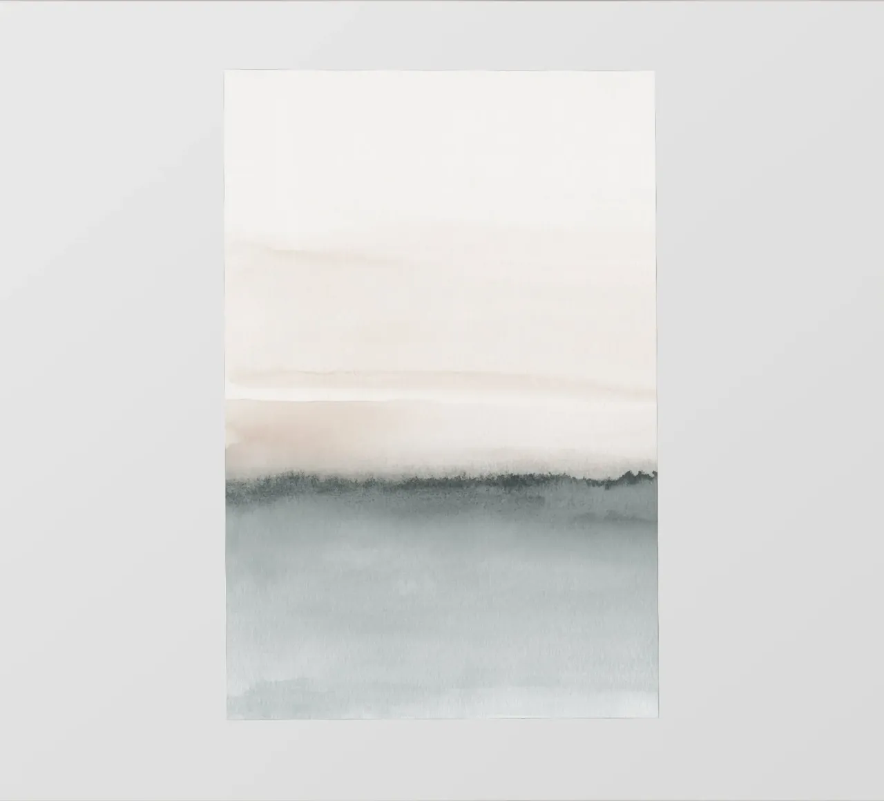 Paesaggio acquerellato in corallo tenue e grigio bluastro 1/2 telo in pvc da NouveauPrints