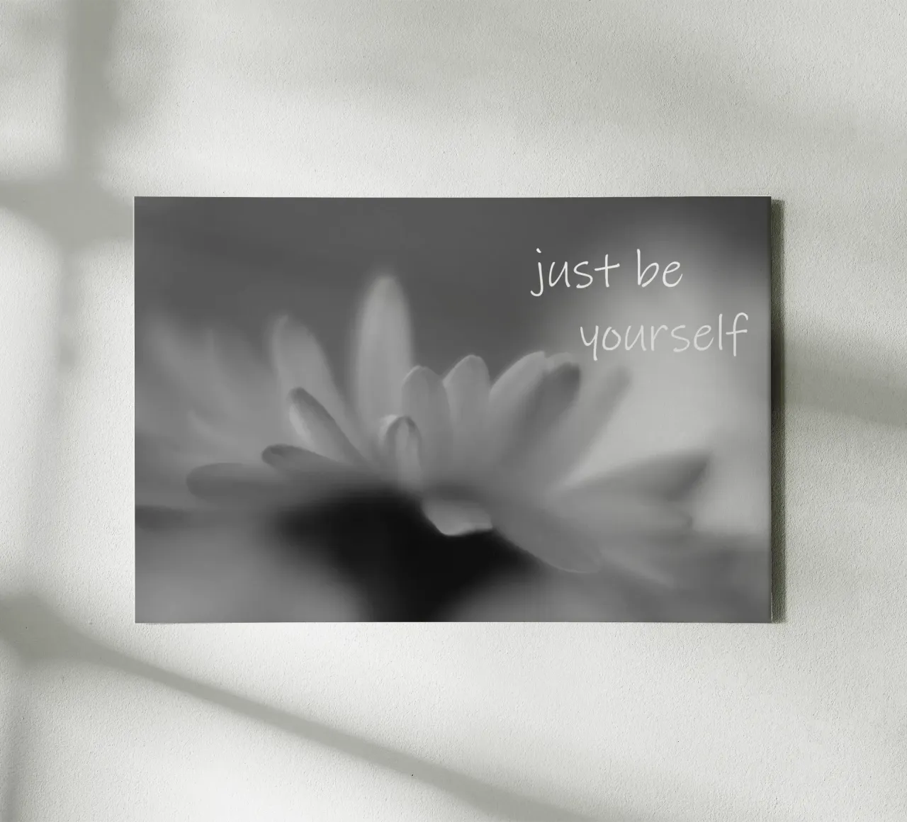 Un piccolo fiore in bianco e nero con la scritta tela con Cornice a cassetta da Something for you