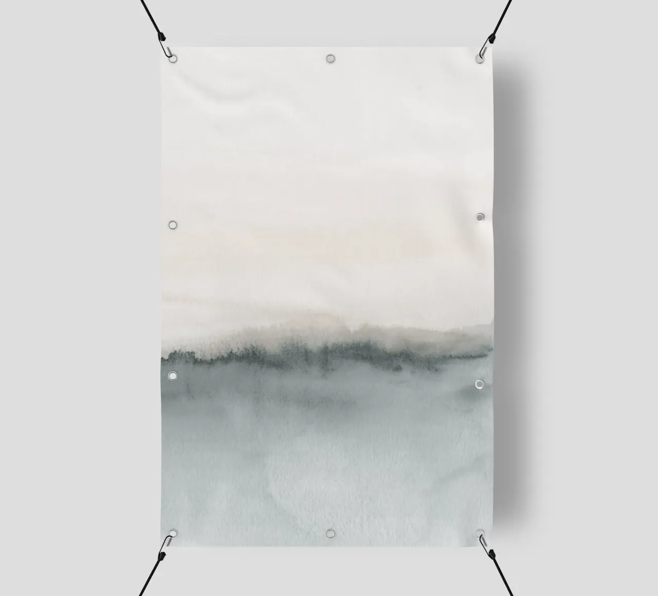 Paesaggio acquerellato in corallo tenue e grigio bluastro 2/2 telo in pvc da NouveauPrints