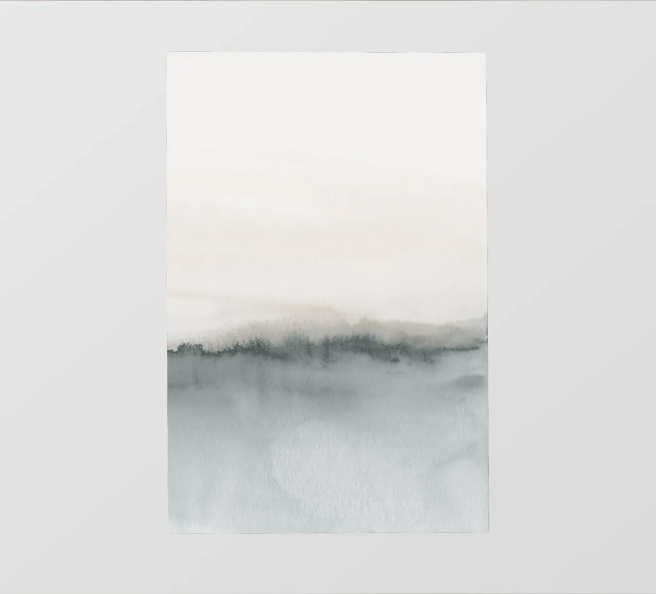 Paesaggio acquerellato in corallo tenue e grigio bluastro 2/2 telo in pvc da NouveauPrints