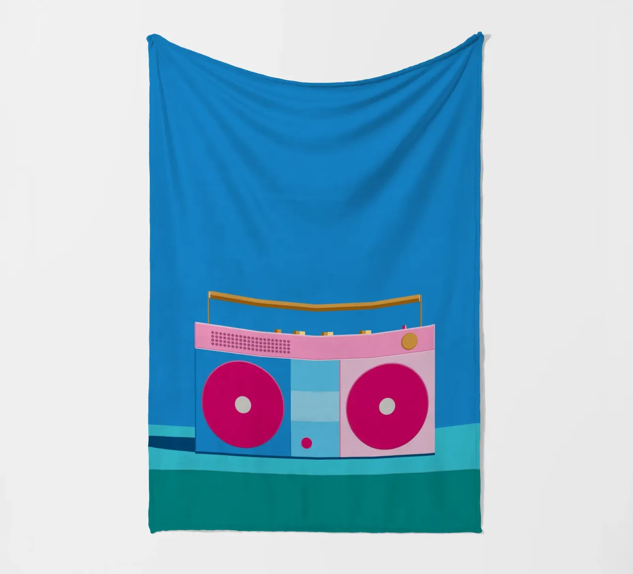 Retro Ghettoblaster Colourblocking coperta in pile da DARIA IVANOVNA