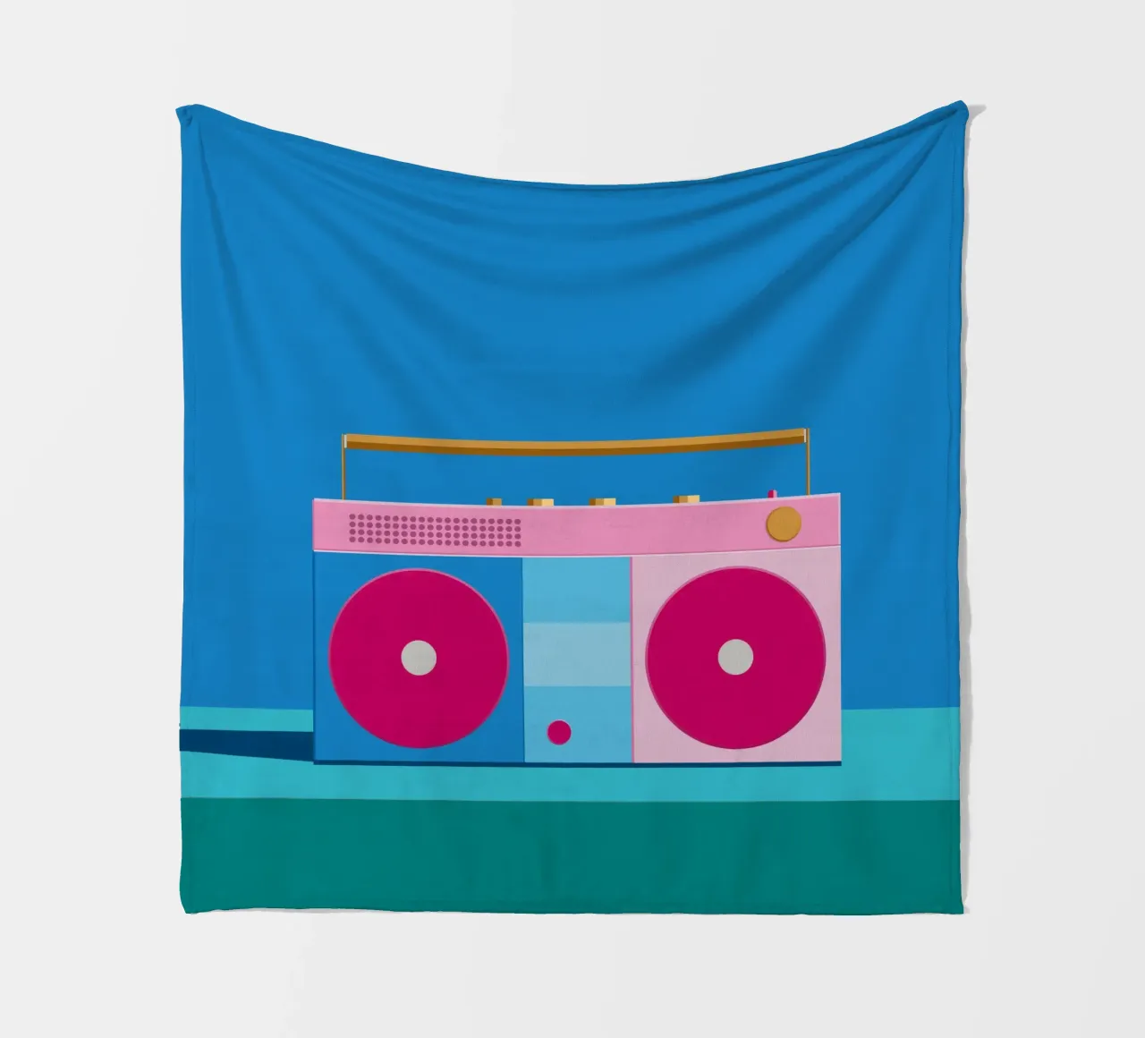 Retro Ghettoblaster Colourblocking coperta in pile da DARIA IVANOVNA