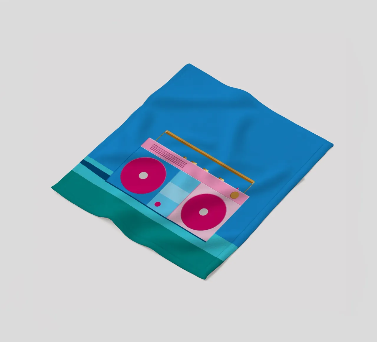 Retro Ghettoblaster Colourblocking coperta in pile da DARIA IVANOVNA