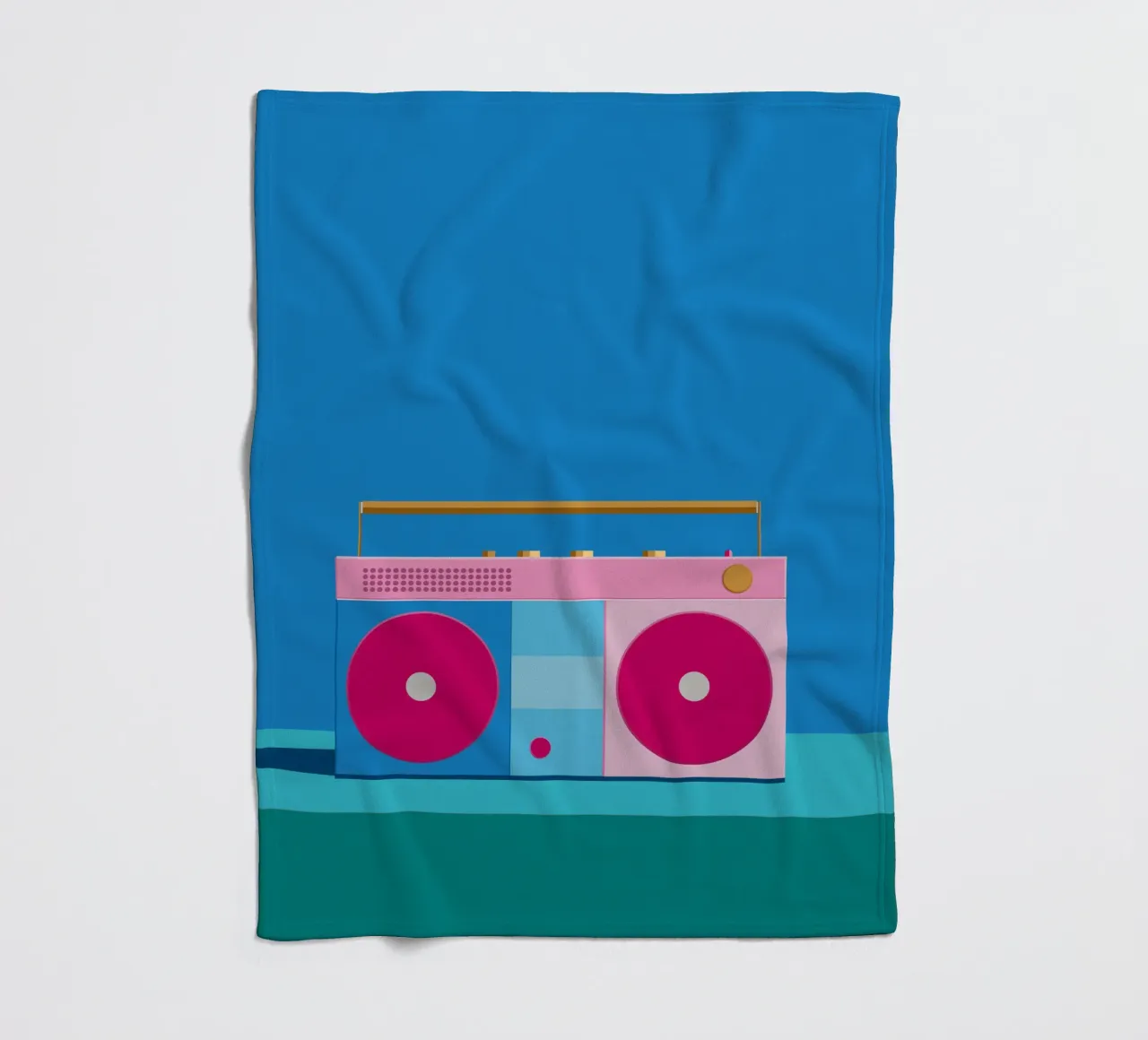 Retro Ghettoblaster Colourblocking coperta in pile da DARIA IVANOVNA