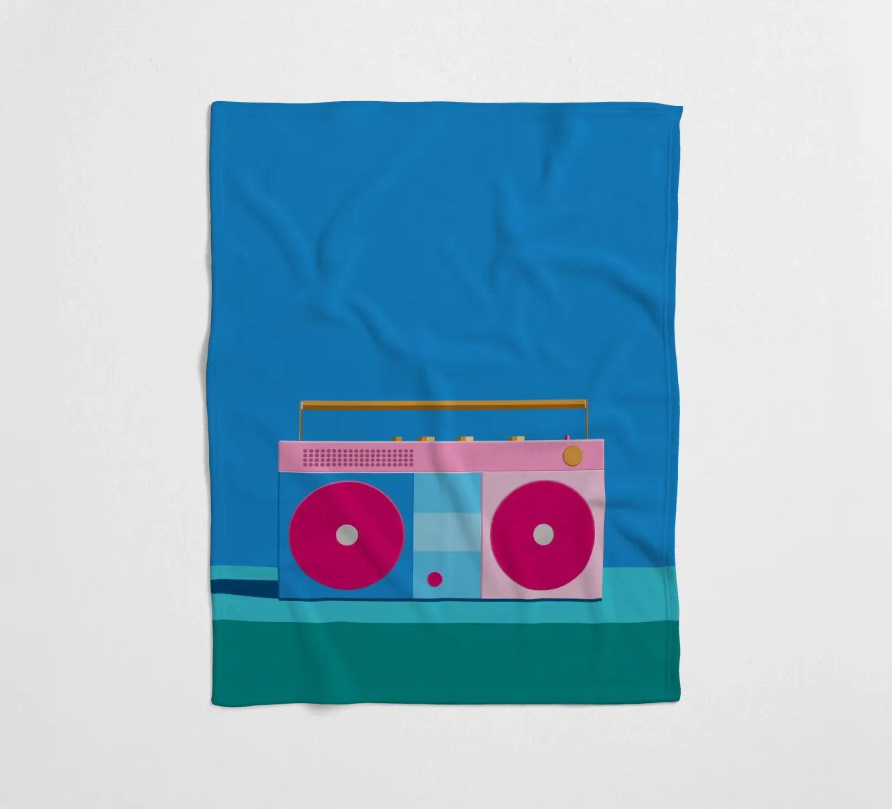 Retro Ghettoblaster Colourblocking coperta in pile da DARIA IVANOVNA