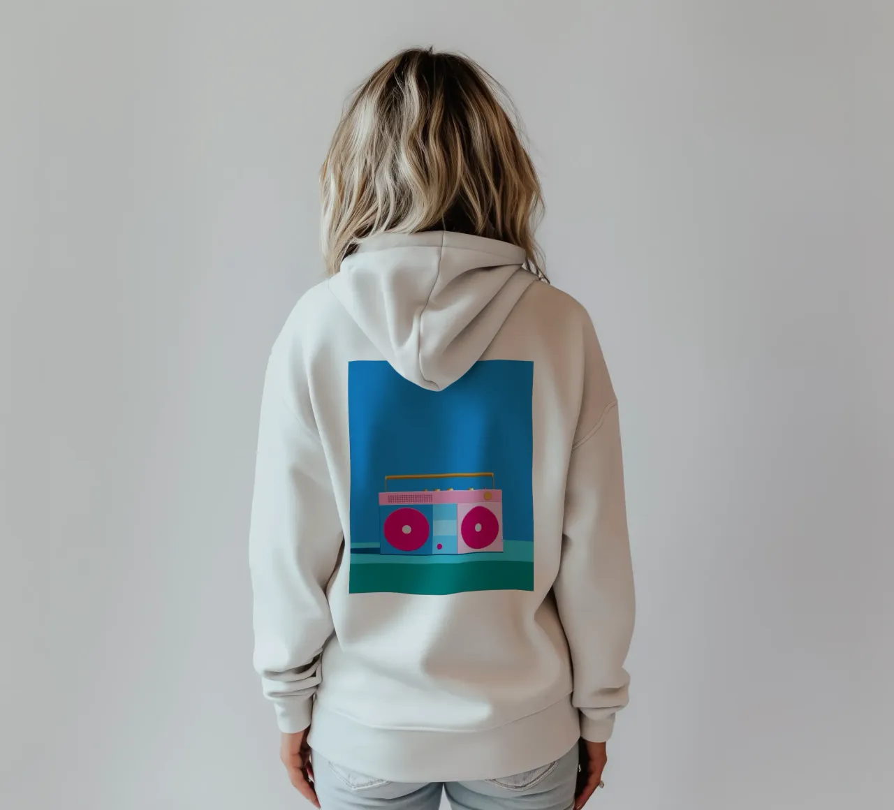 Retro Ghettoblaster Colourblocking felpa con cappuccio da DARIA IVANOVNA