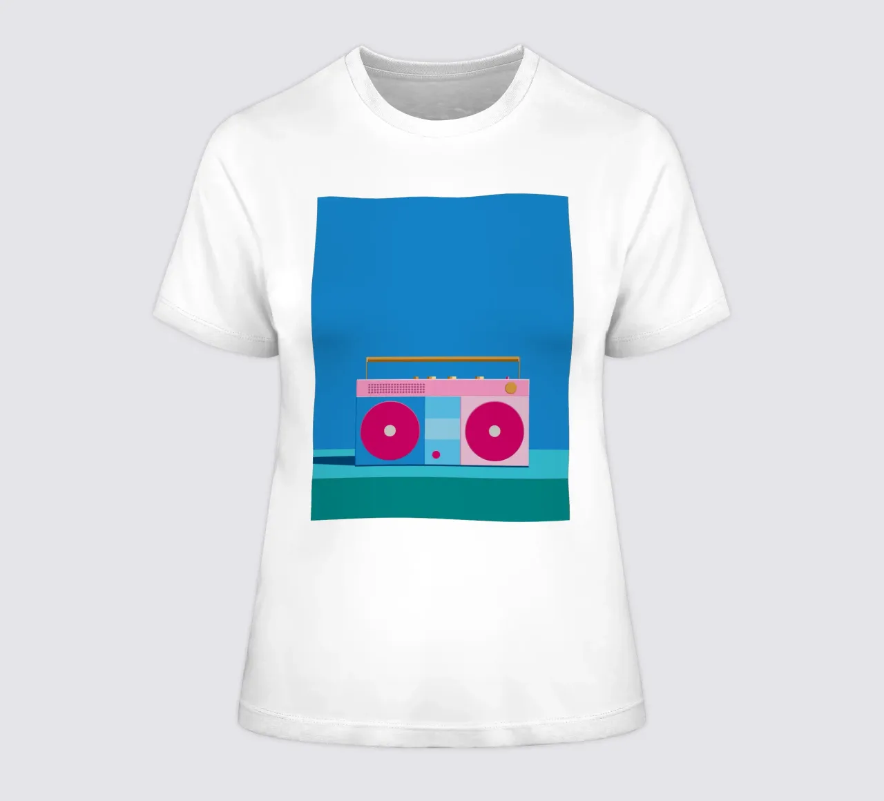 Retro Ghettoblaster Colourblocking t-shirt da donna da DARIA IVANOVNA