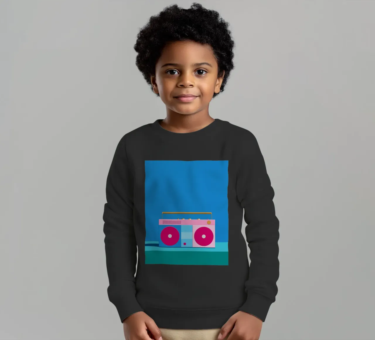 Retro Ghettoblaster Colourblocking felpa bambino da DARIA IVANOVNA