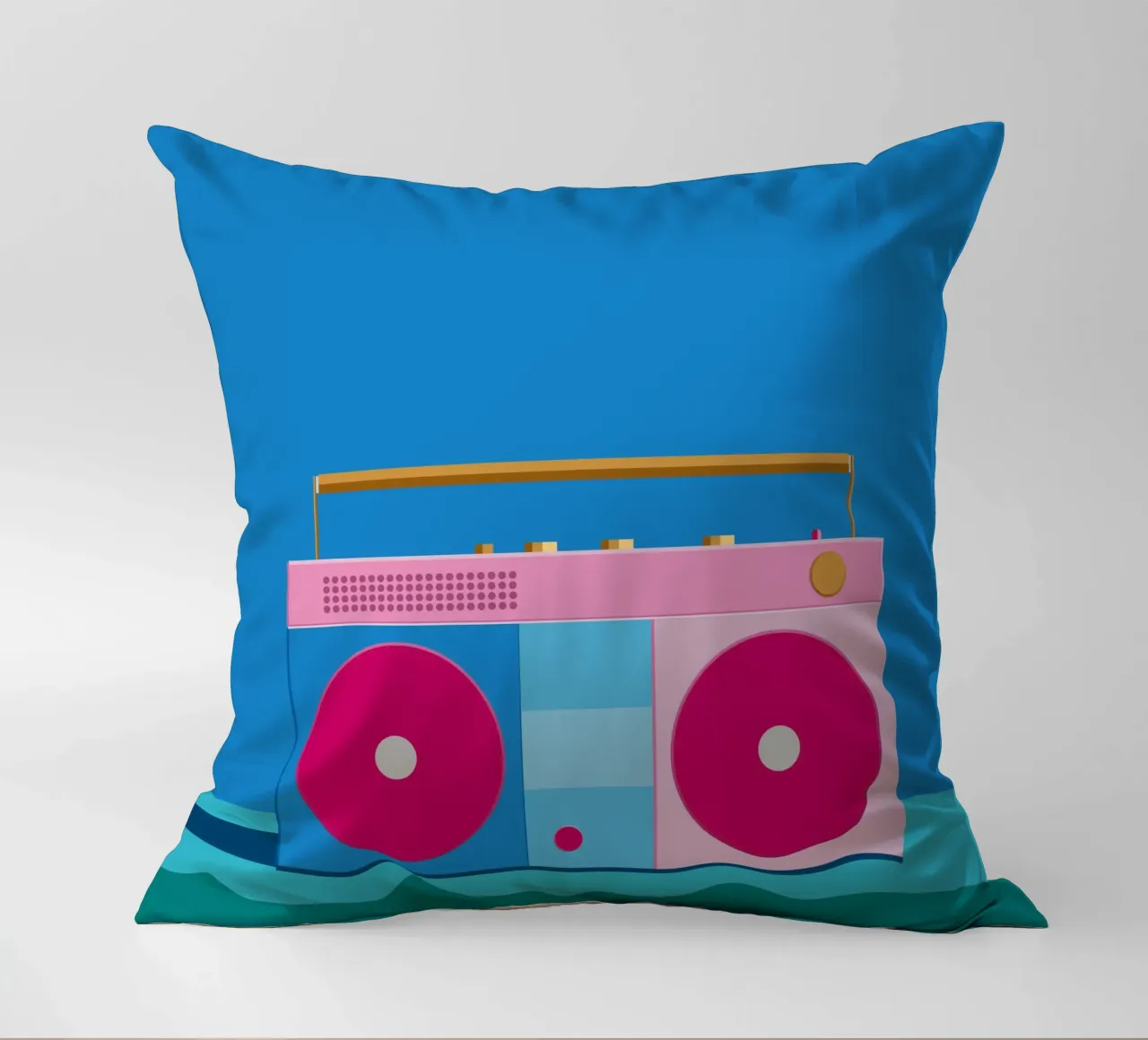 Retro Ghettoblaster Colourblocking cuscino da DARIA IVANOVNA