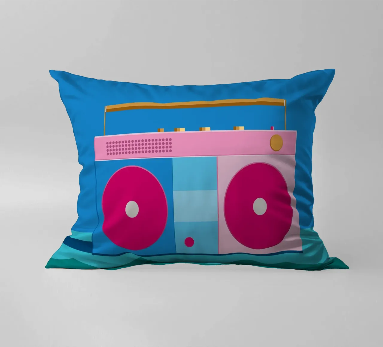 Retro Ghettoblaster Colourblocking cuscino da DARIA IVANOVNA