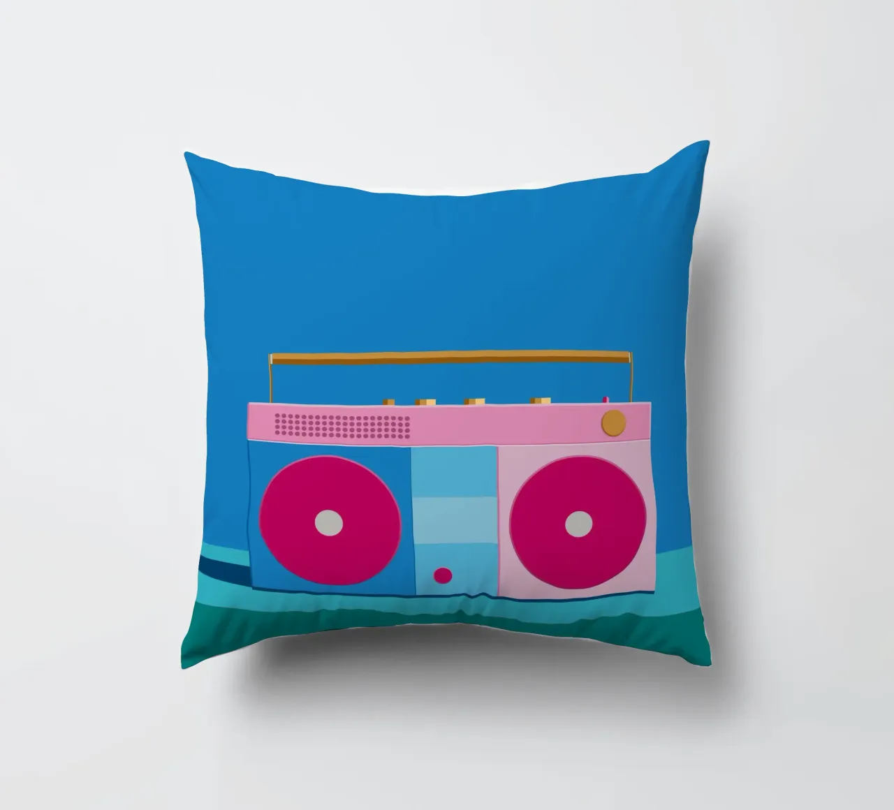 Retro Ghettoblaster Colourblocking cuscino da DARIA IVANOVNA