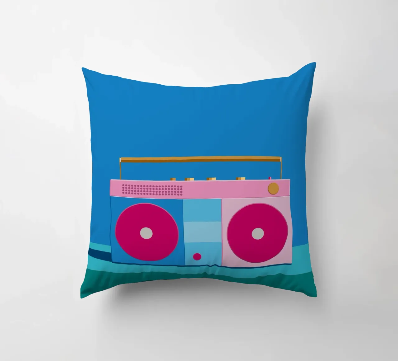 Retro Ghettoblaster Colourblocking cuscino da DARIA IVANOVNA