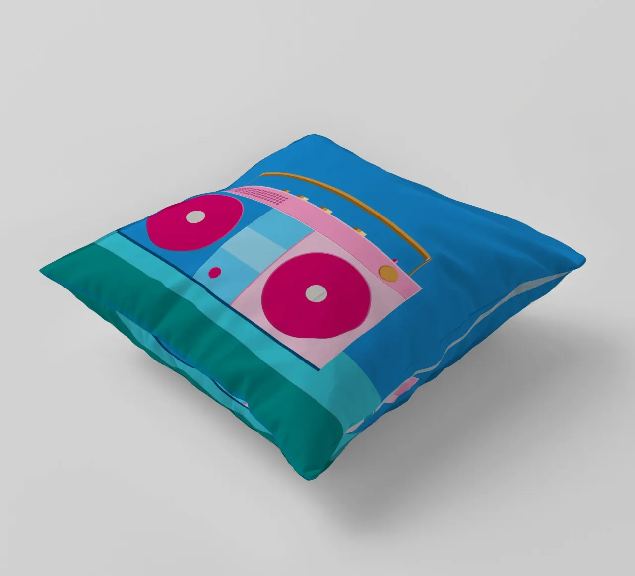 Retro Ghettoblaster Colourblocking cuscino da DARIA IVANOVNA