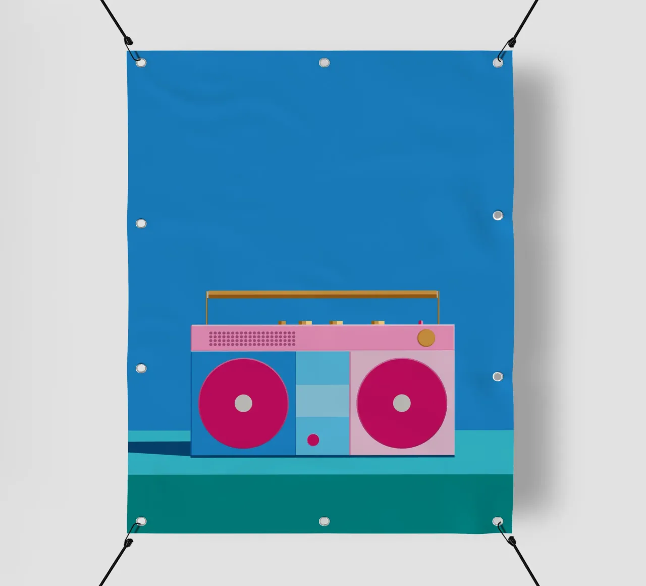 Retro Ghettoblaster Colourblocking telo in pvc da DARIA IVANOVNA