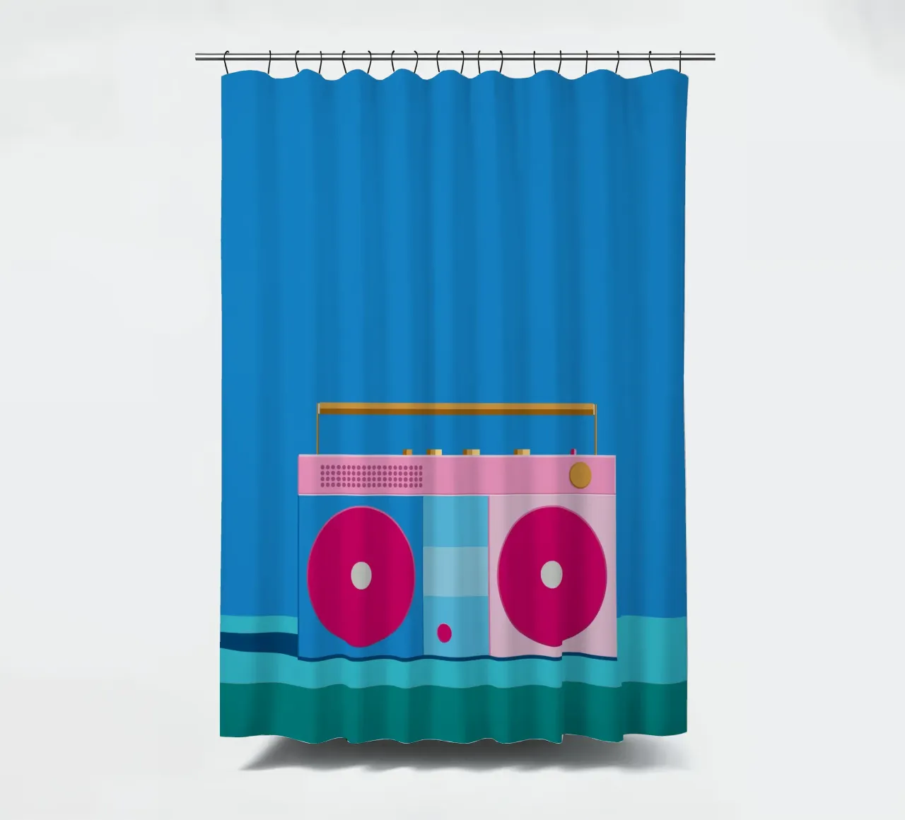 Retro Ghettoblaster Colourblocking tenda da doccia da DARIA IVANOVNA