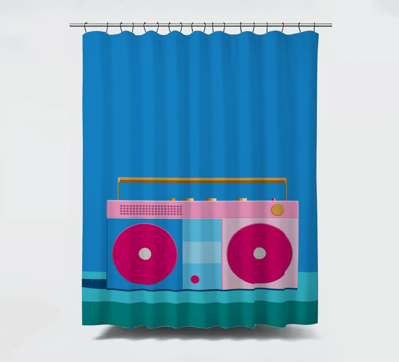 Retro Ghettoblaster Colourblocking tenda da doccia da DARIA IVANOVNA