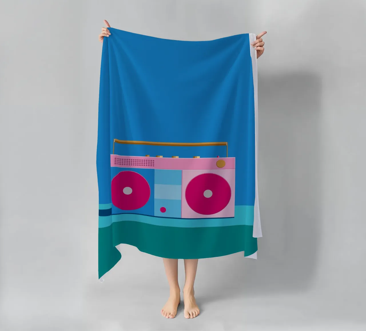 Retro Ghettoblaster Colourblocking telo mare da DARIA IVANOVNA