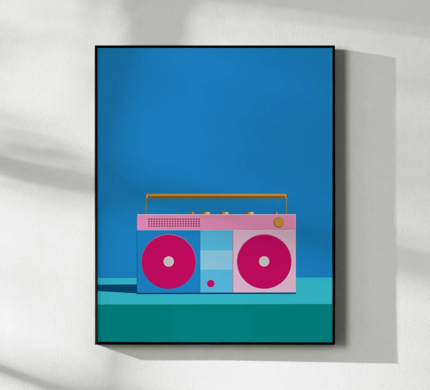 Retro Ghettoblaster Colourblocking Acryl-Glas von DARIA IVANOVNA