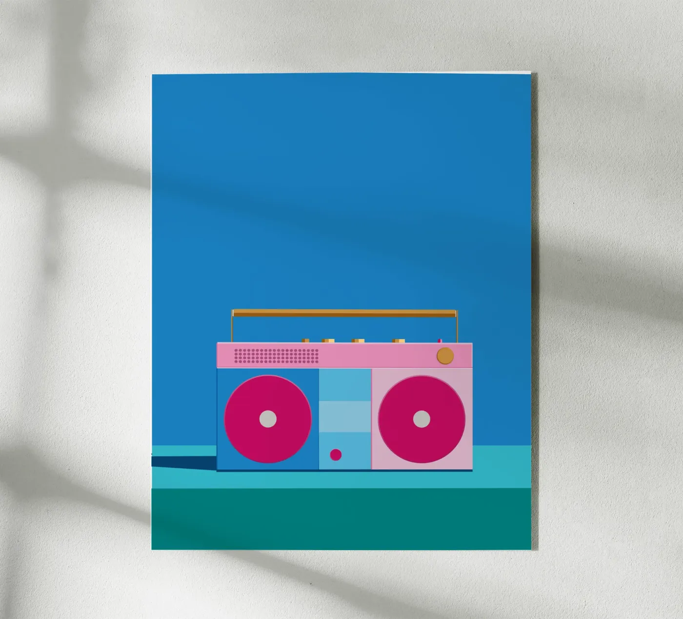 Retro Ghettoblaster Colourblocking Acryl-Glas von DARIA IVANOVNA