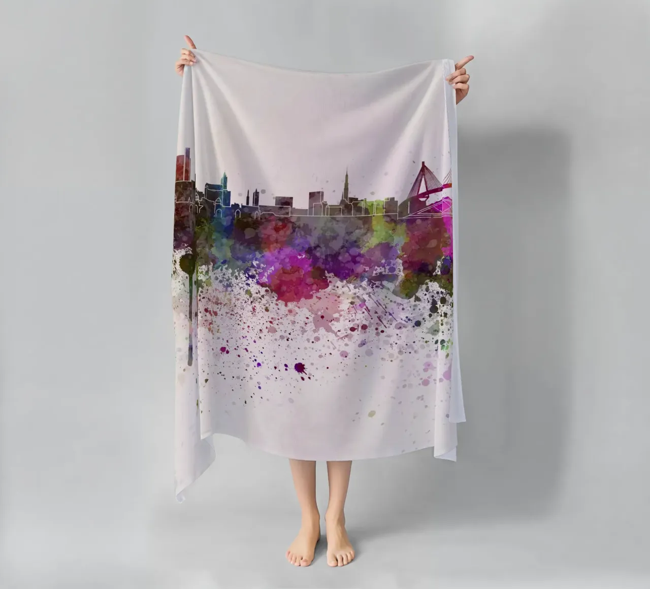 Lo skyline di Amburgo telo mare da 🎁 NOBELART