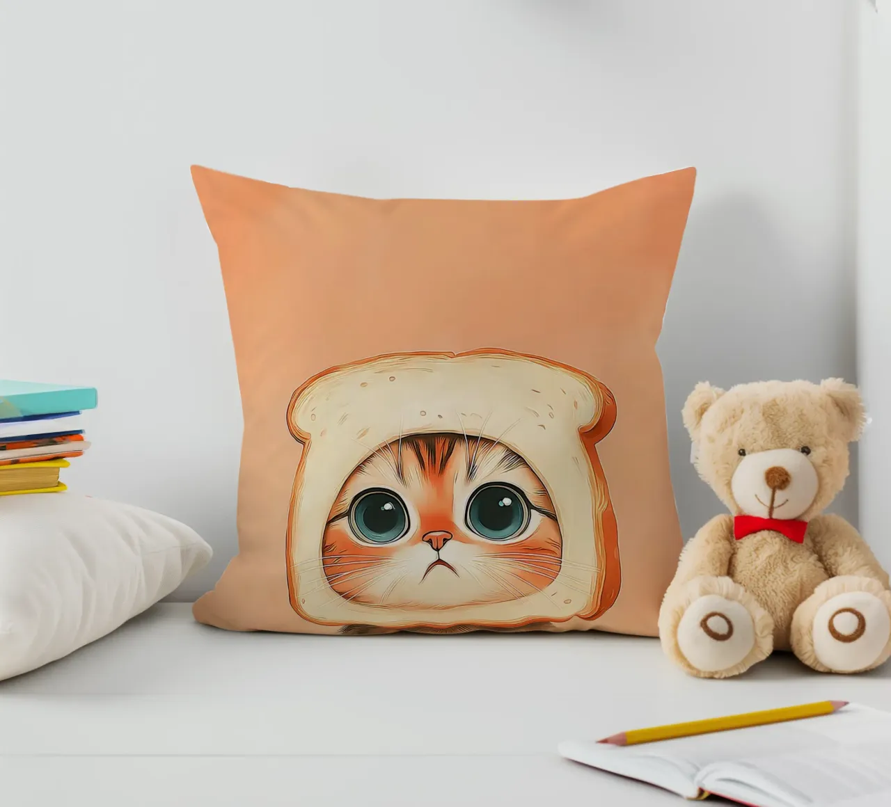 Gatto con cappello da toast cuscino da Alexander Wilson