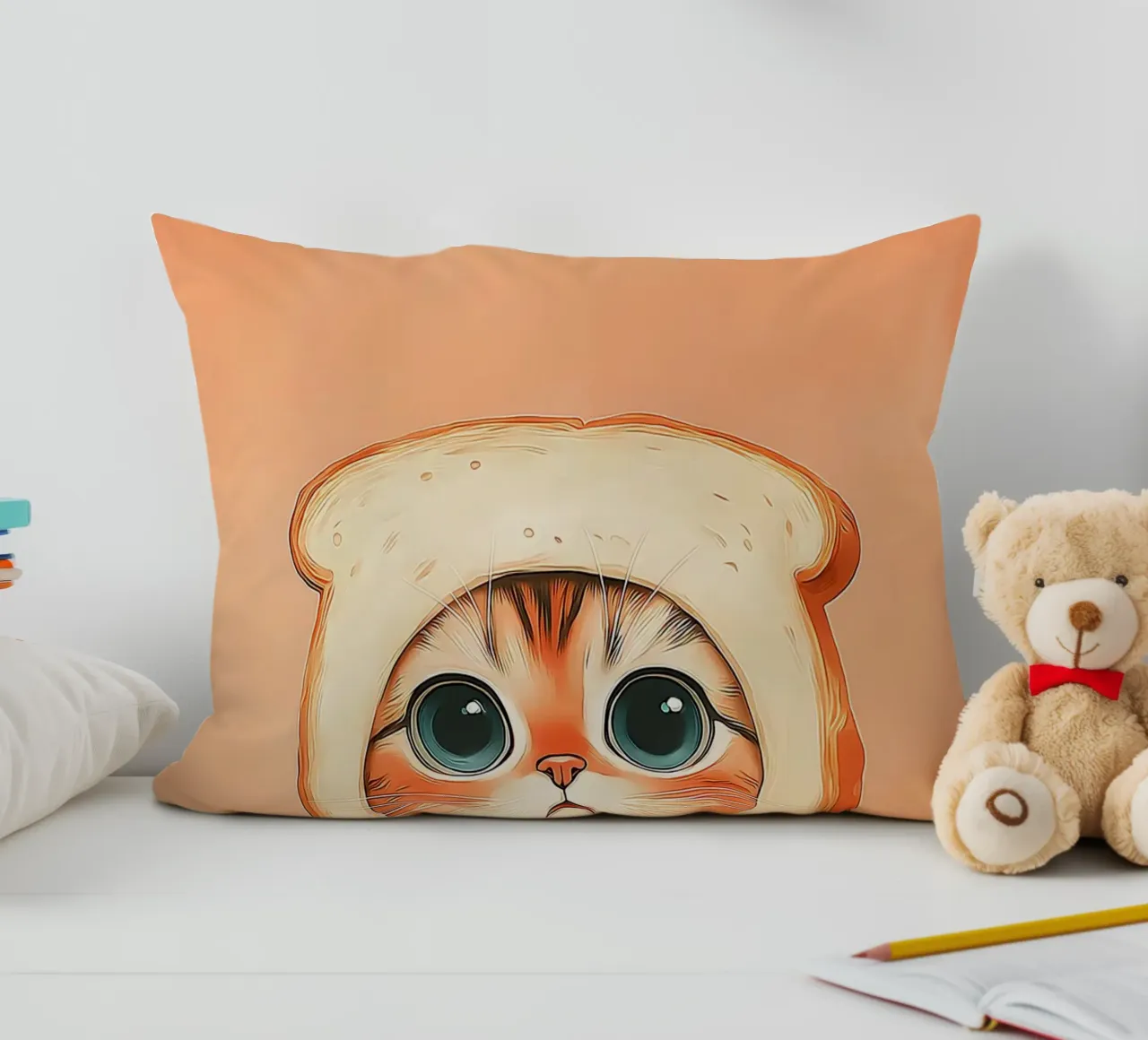 Gatto con cappello da toast cuscino da Alexander Wilson