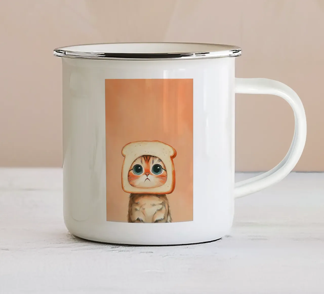 Gatto con cappello da toast tazza in smalto da Alexander Wilson