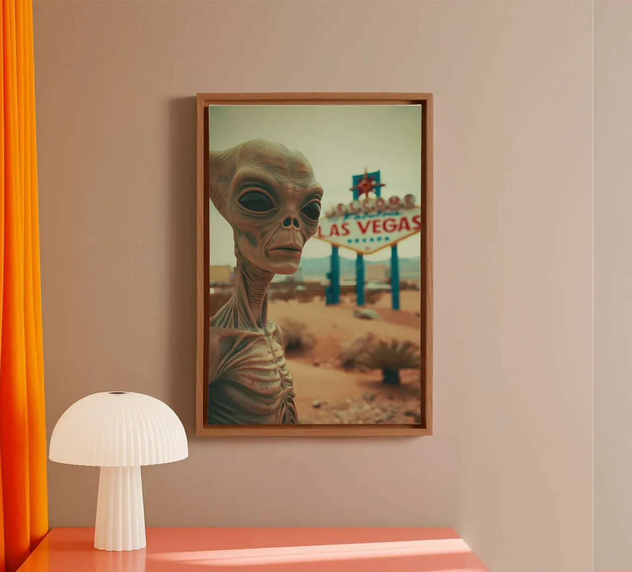Alieno d'epoca dell'Area 51 a Las Vegas | Polaroid tela con Cornice a cassetta da Autofocus