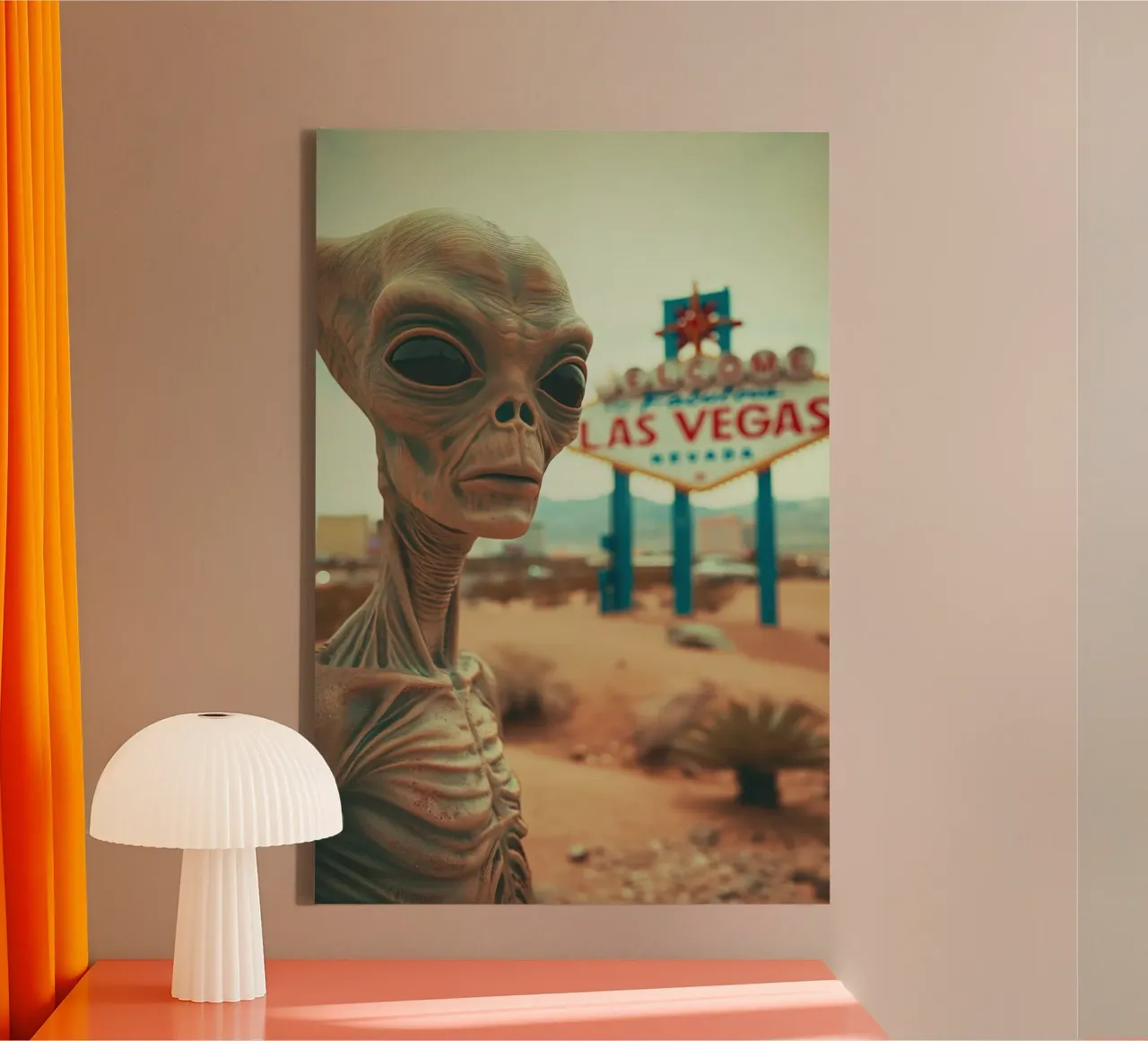 Alieno d'epoca dell'Area 51 a Las Vegas | Polaroid tela con Cornice a cassetta da Autofocus