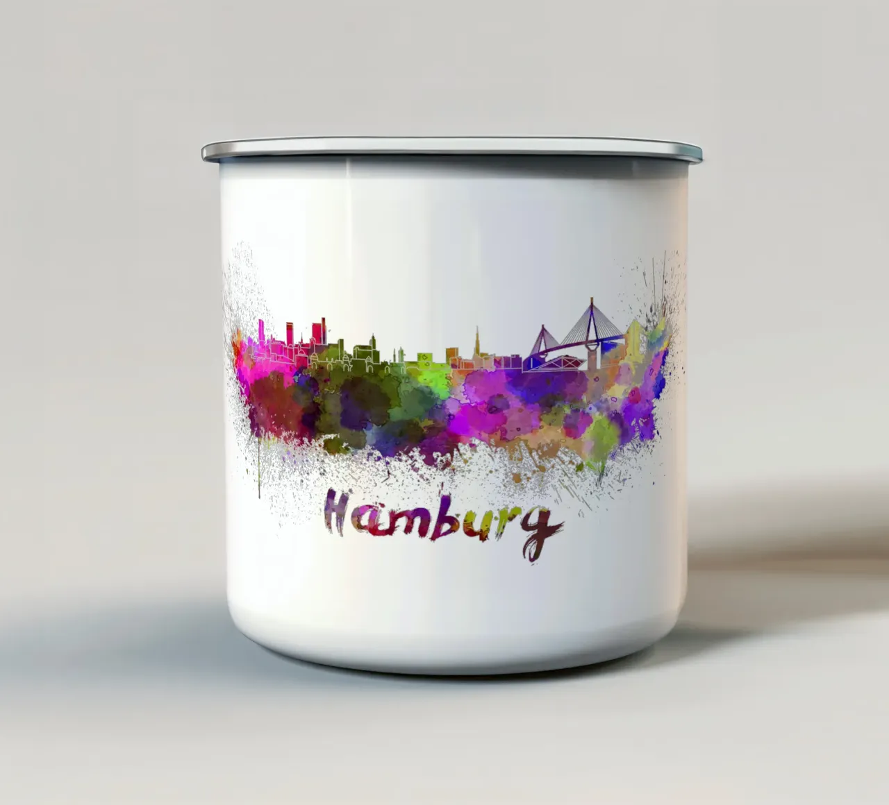 Lo skyline di Amburgo tazza in smalto da 🎁 ARTVI-SHOP