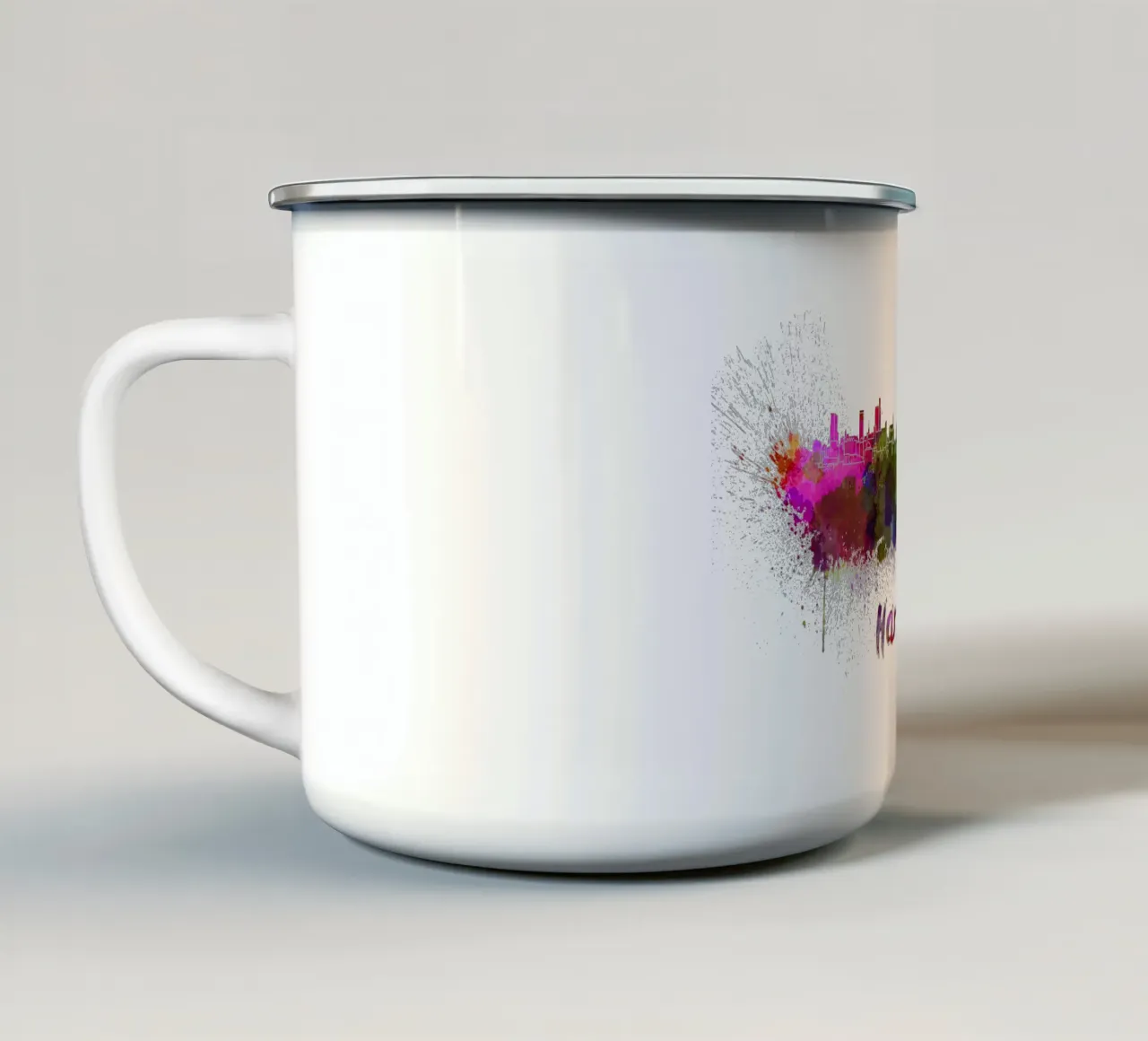 Lo skyline di Amburgo tazza in smalto da 🎁 ARTVI-SHOP