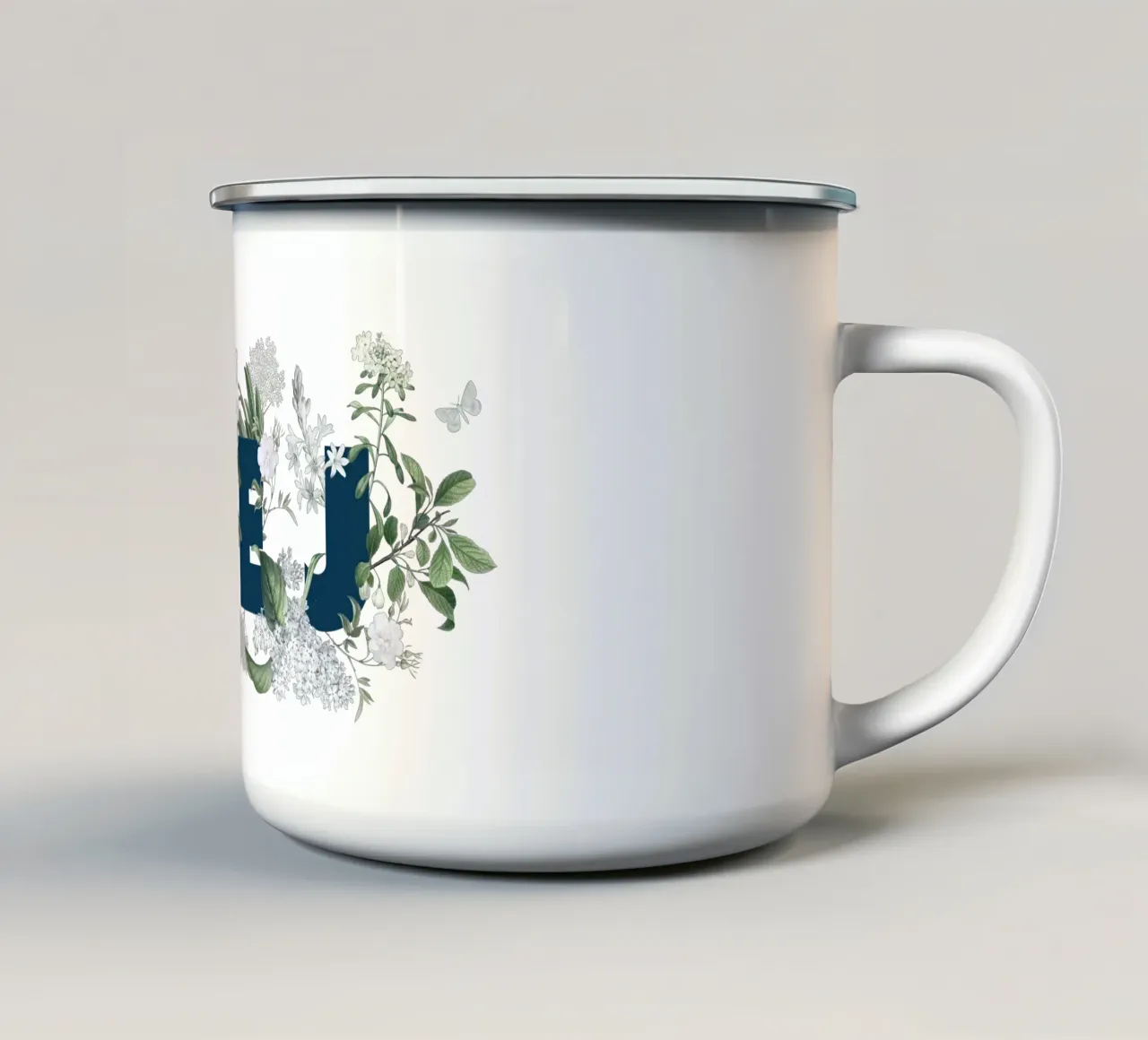 Hej Fiori e Insetti Blu Bianco tazza in smalto da Studio Frances M