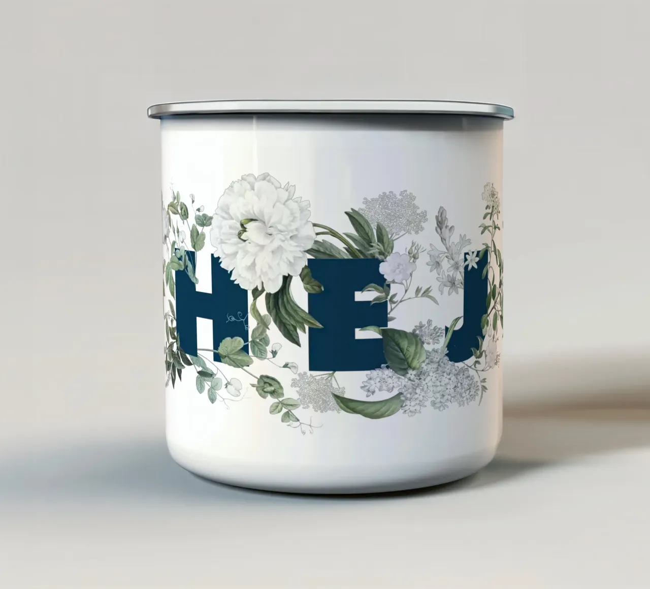 Hej Fiori e Insetti Blu Bianco tazza in smalto da Studio Frances M