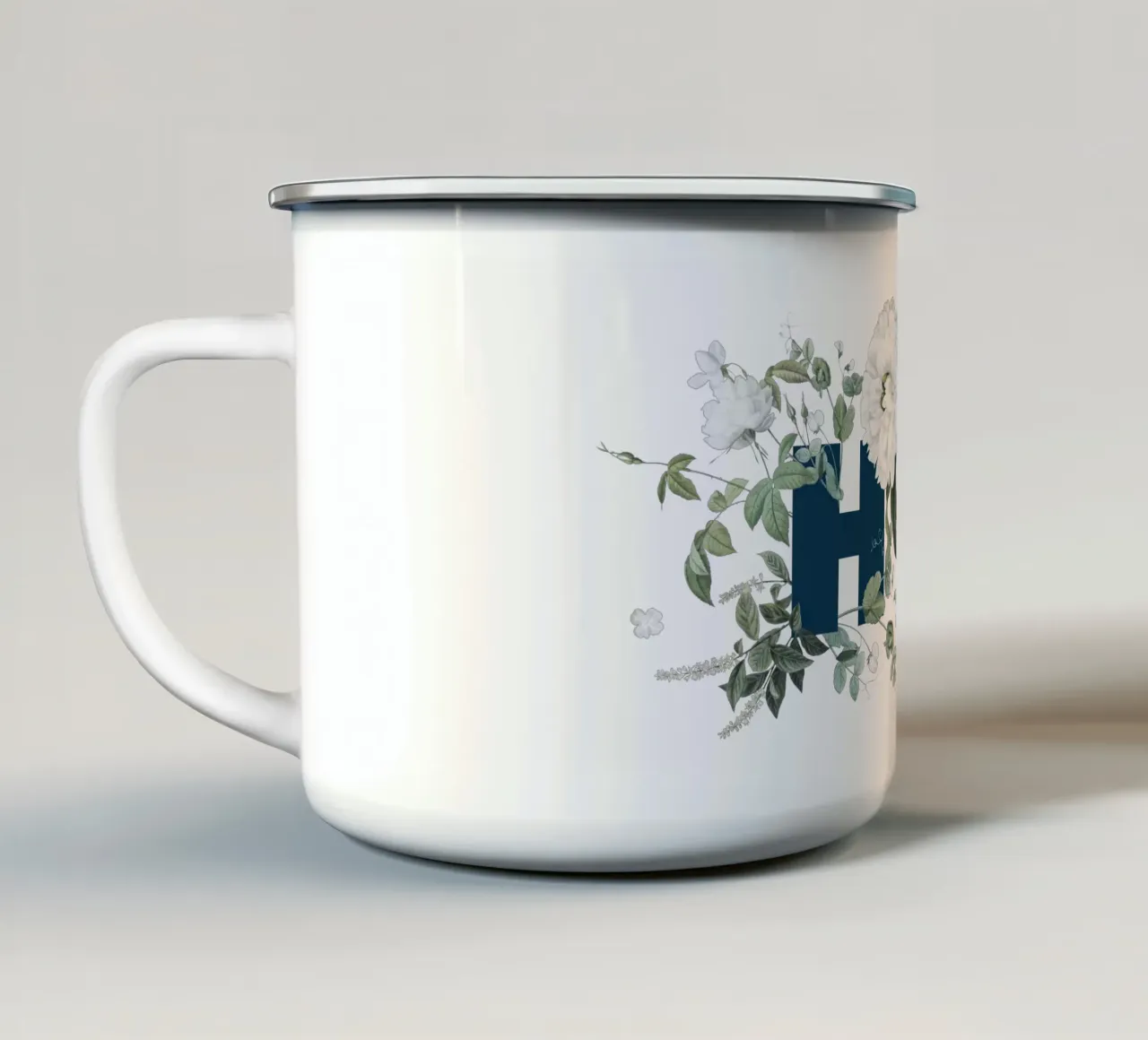 Hej Fiori e Insetti Blu Bianco tazza in smalto da Studio Frances M