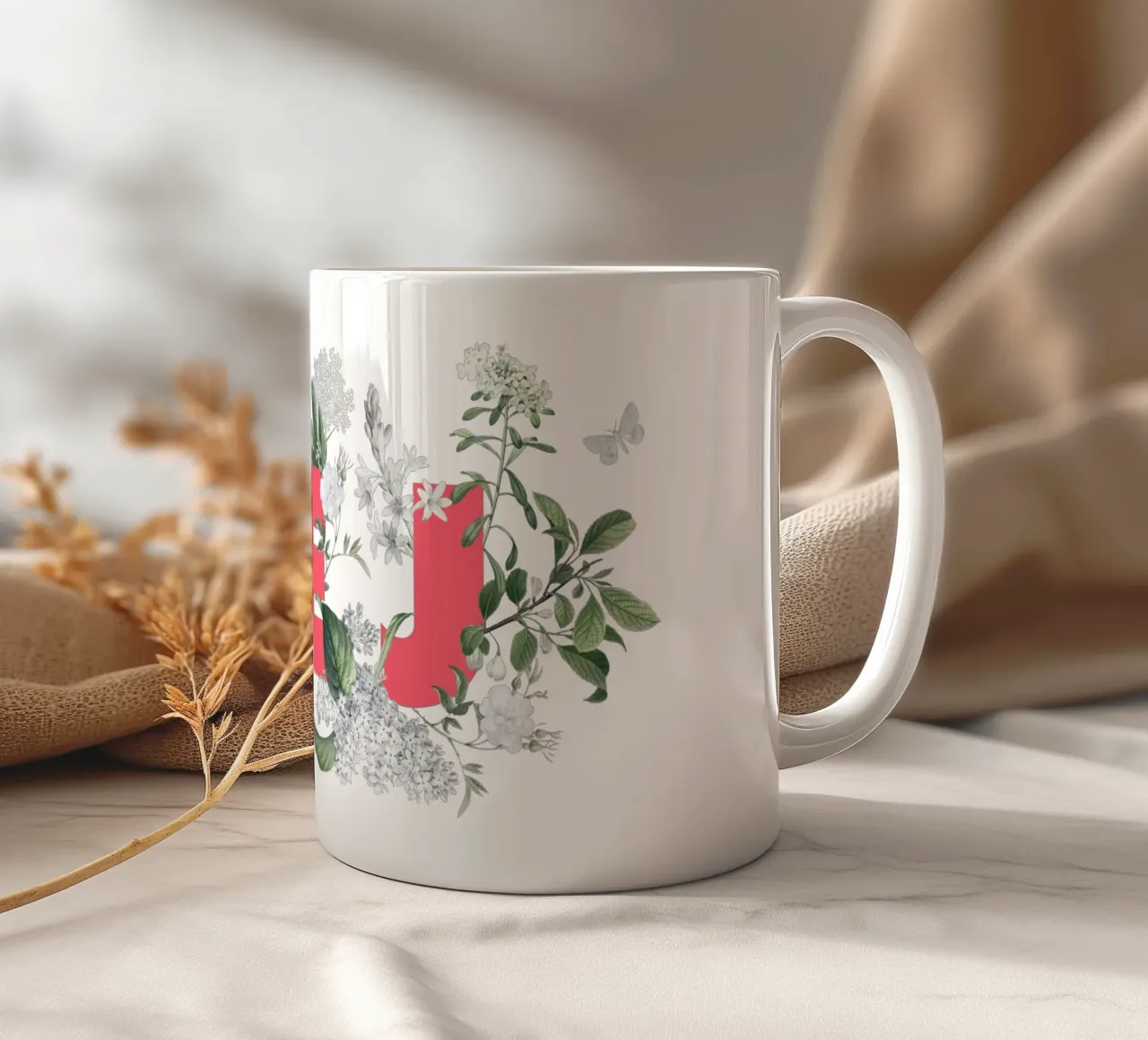 Hej Fiori e Insetti Rosso Bianco tazza in ceramica da Studio Frances M