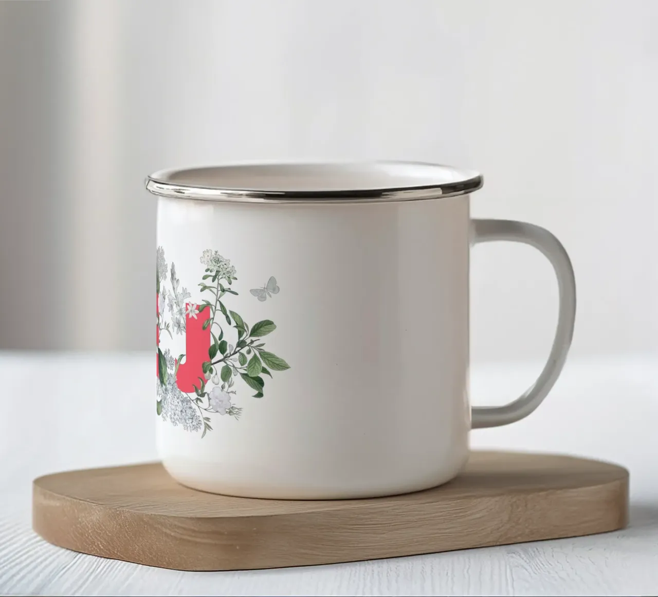 Hej Fiori e Insetti Rosso Bianco tazza in smalto da Studio Frances M