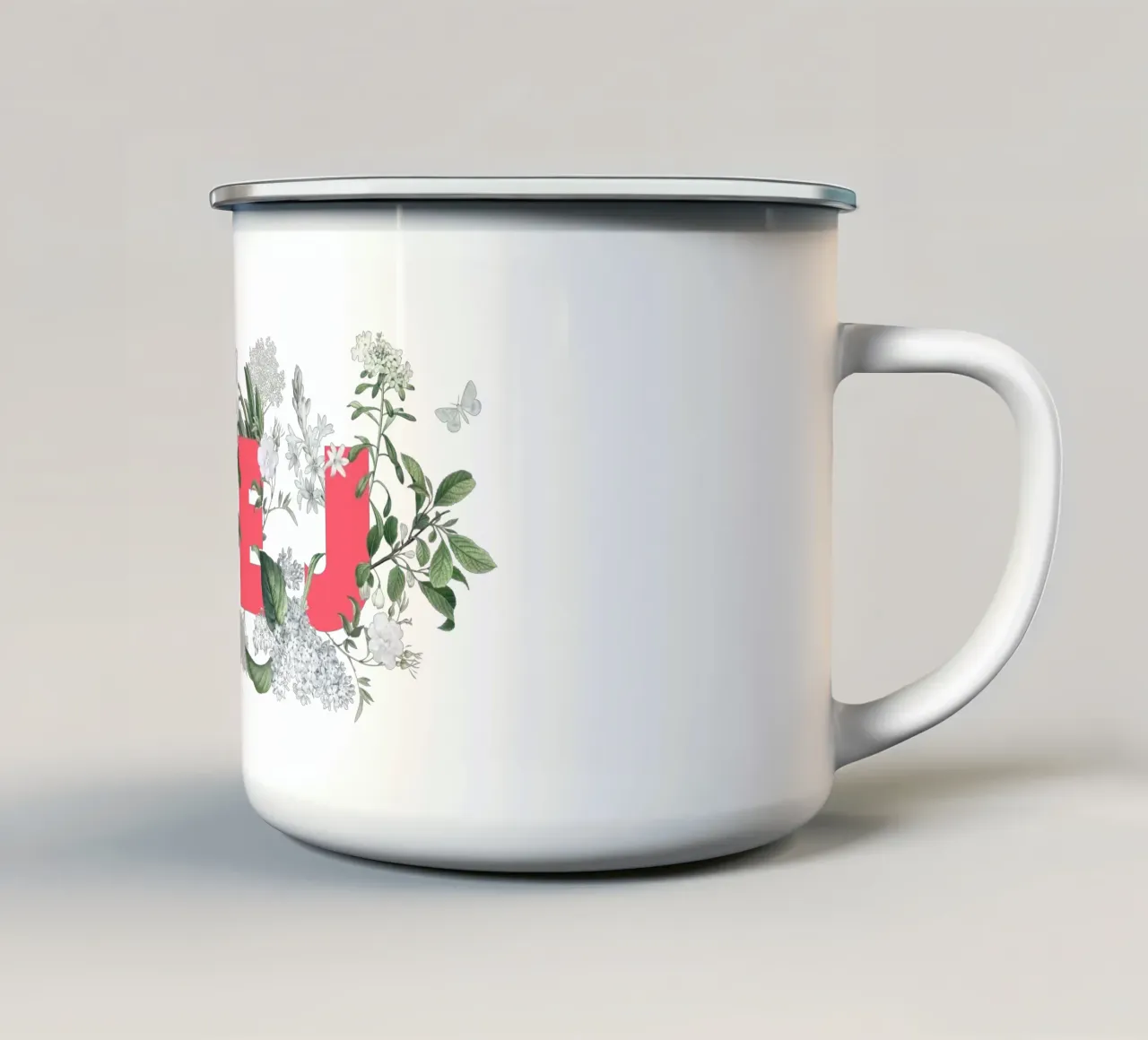 Hej Fiori e Insetti Rosso Bianco tazza in smalto da Studio Frances M